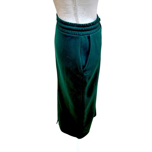 Nwot Zara dark Green Midi Pencil Skirt back slit casual elastic waist medium - Picture 8 of 14